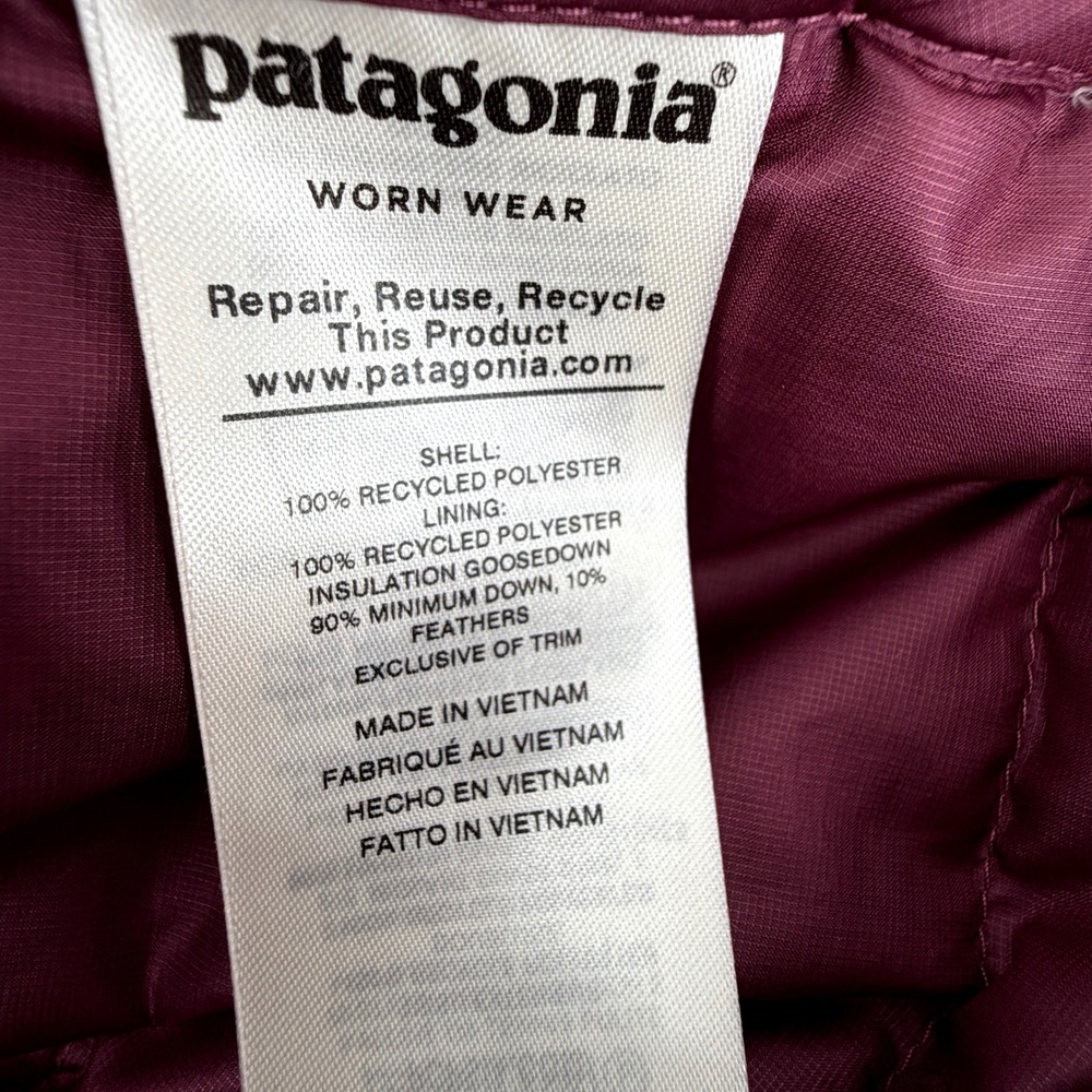 Patagonia Down Filled Puffy Vest Womens L Burgundy Excellent Quilted Ripstop - Picture 7 of 11